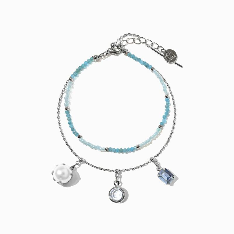 Gradation/Chain Bracelets&3charms （Blue×Silver） | CONCORDANCE