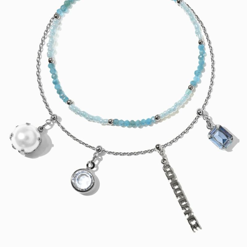 Gradation/Chain Bracelets&3charms （Blue×Silver） | CONCORDANCE